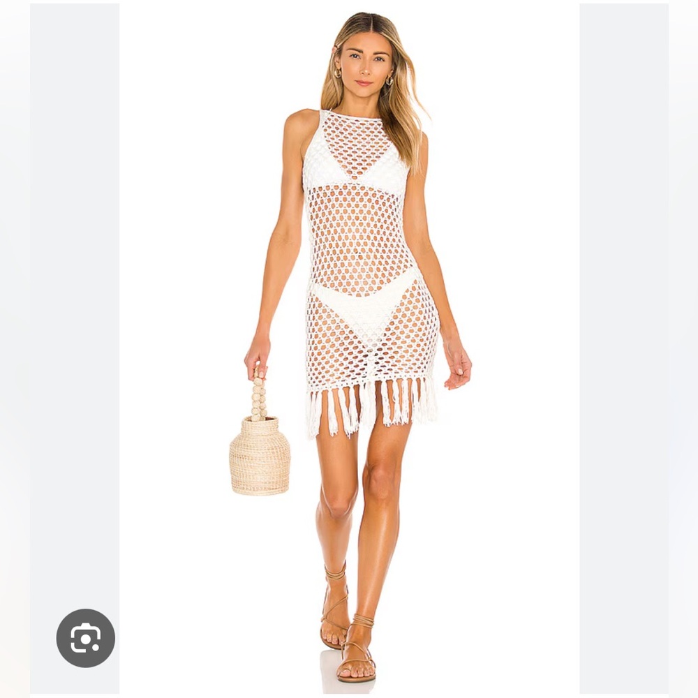 Superdown White Crochet Mini Dress
